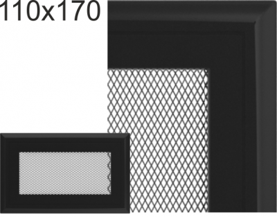 Krbová mřížka Kratki profil rámečku Oskar černá, rozměr 110x170 mm