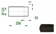 V.A.P.K. Kouřovod 120 Roura délky 250 mm - průměr 120 mm   tl.1,5