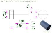 Kouřovod 150 černý Kouřovod 120 - Vsuvka průměr 120 délka 200 tloušťka 1,5 mm - teleskopický díl