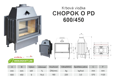 Krbová vložka KOBOK KOBOK CHOPOK 600 450 O PD oboustranná, přikládací dveře