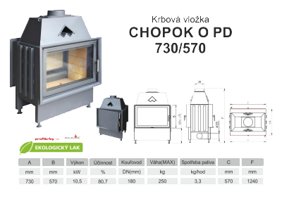 Krbová vložka KOBOK KOBOK CHOPOK 730 570 O PD oboustranná, přikládací dveře