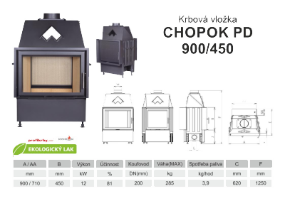 Krbová vložka KOBOK KOBOK CHOPOK 900 450 PD zadní přikládací dveře